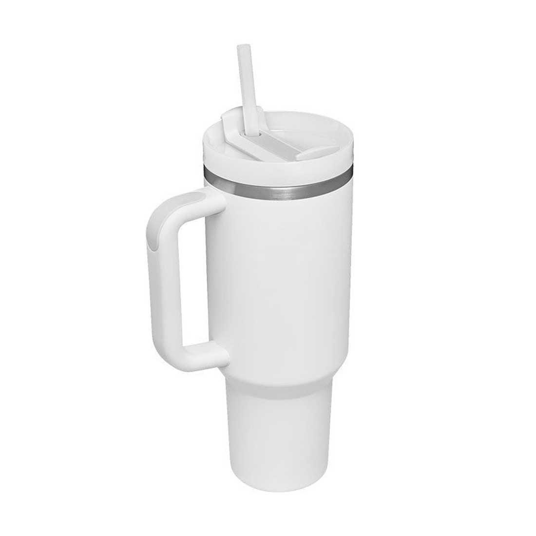 Large 40oz (1.2L) Insulated Travel Tumbler | Stainless Steel Double Wall Mug with Handle & Straw
